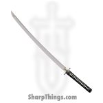 Cold Steel - CS88BKW - Warrior Series Katana Sword - Fixed Blade Knife - 1060 Polished - Ray Skin with Braid Cord and Brass Menuki - Black
