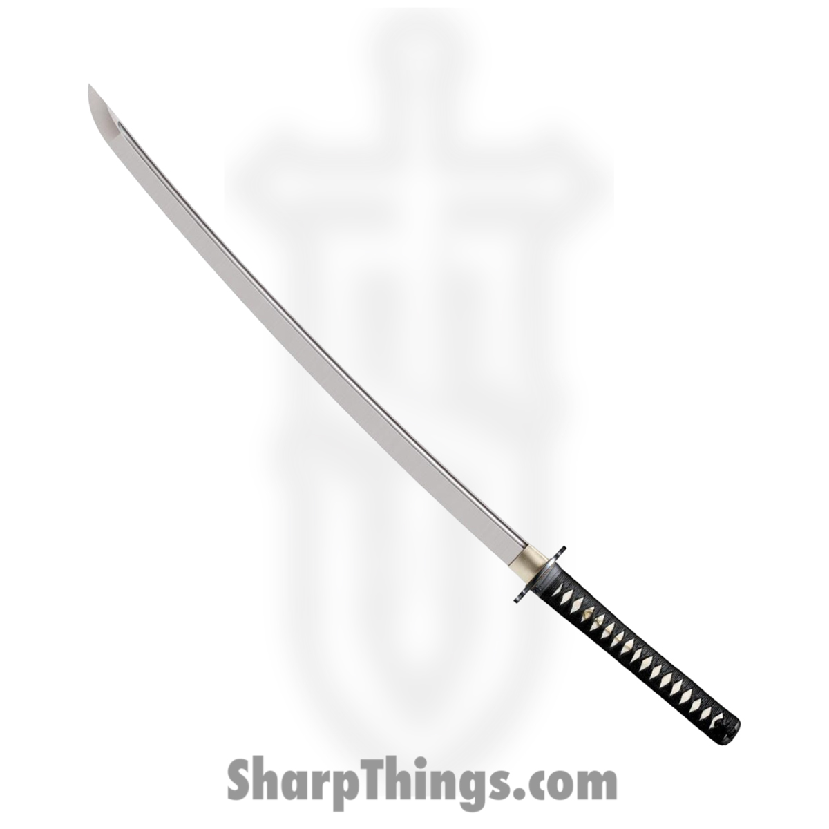 0515639d-c0fc-4055-90aa-0a6649232485_CS88BK_1.jpg Cold Steel - CS88BKW - Warrior Series Katana Sword - Fixed Blade Knife - 1060 Polished - Ray Skin with Braid Cord and Brass Menuki - Black - Image 1