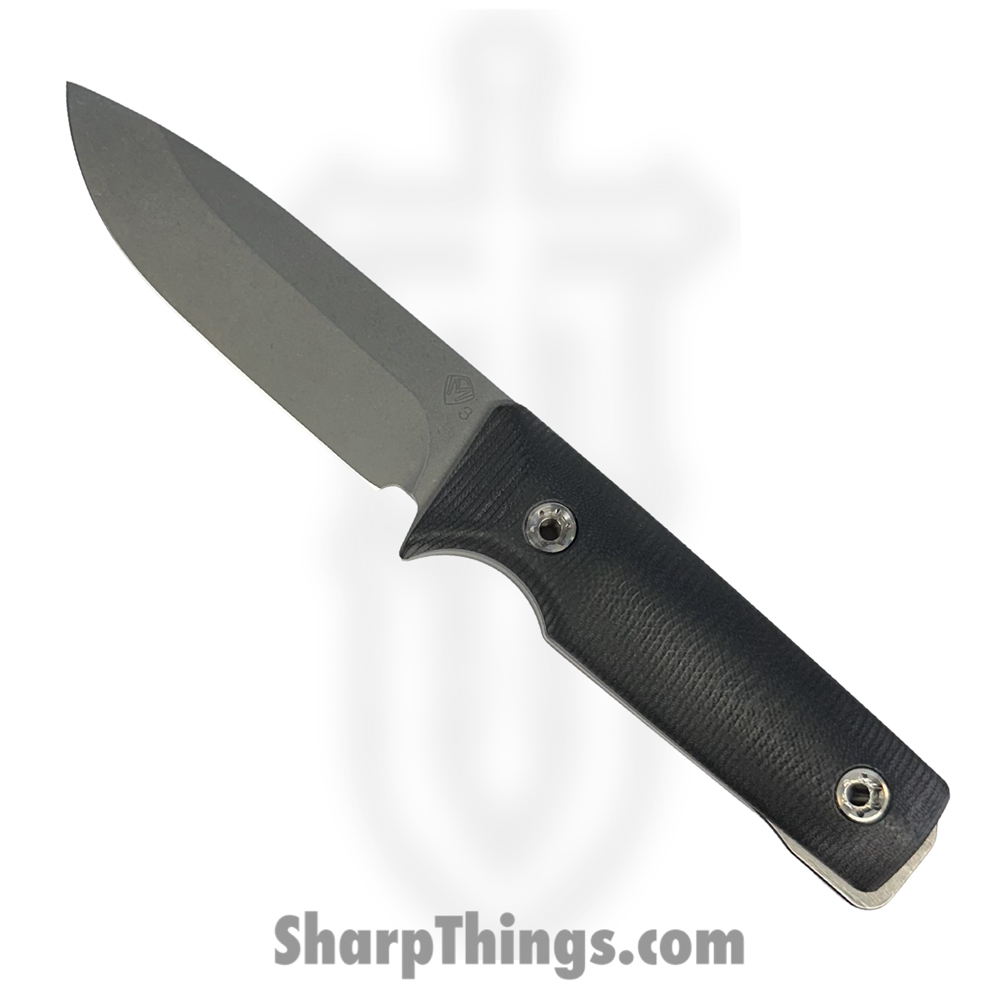 0546683f-286a-49f7-9b94-ea13fa583121_MK1203TQ-08LE-SPQ3-Q4_1.jpg Medford Knife and Tool - MK1203TQ-08LE-SPQ3-Q4 - The San PS - Fixed Blade Knife - 3V Tumbled Drop Point - G10 - Black - Image 1