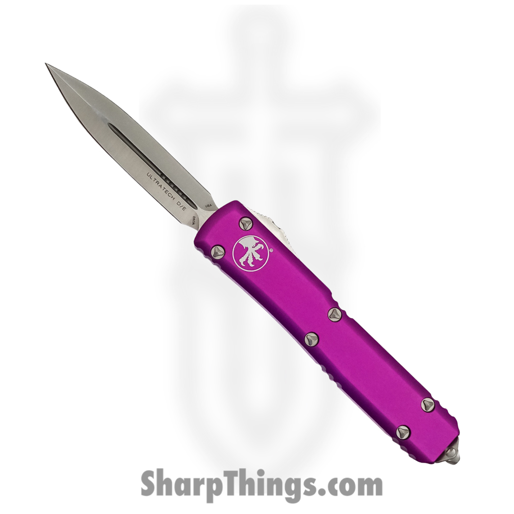 055c3720-83e7-41d0-91d3-3602ebbb4af7_122-4VI_1.jpg Microtech - 122-4VI - Ultratech - OTF Auto - M390 Satin Dagger - 6061-T6 Aluminum - Violet - Image 1