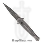 Kershaw - KS7150DAM - Launch 8 - Automatic Knife - Damascus Damascus Stiletto - 6061-T6 Aluminum CF Inlays - Black Gray