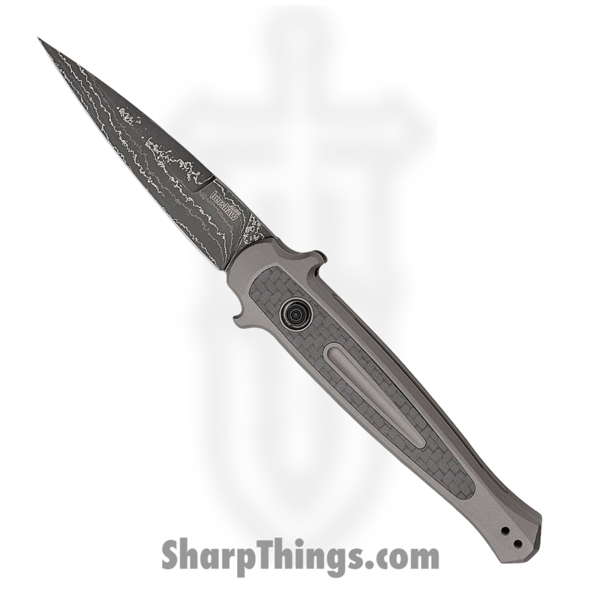 0569c050-f98a-4e12-a094-52d201cbc13e_KS7150DAM_1.jpg Kershaw - KS7150DAM - Launch 8 - Automatic Knife - Damascus Damascus Stiletto - 6061-T6 Aluminum CF Inlays - Black Gray - Image 1