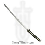 Rite Edge - CN92667201 - Katana - Fixed Blade Knife - Carbon Steel Polished Drop Point - Snake Skin Cord Wrap - Black