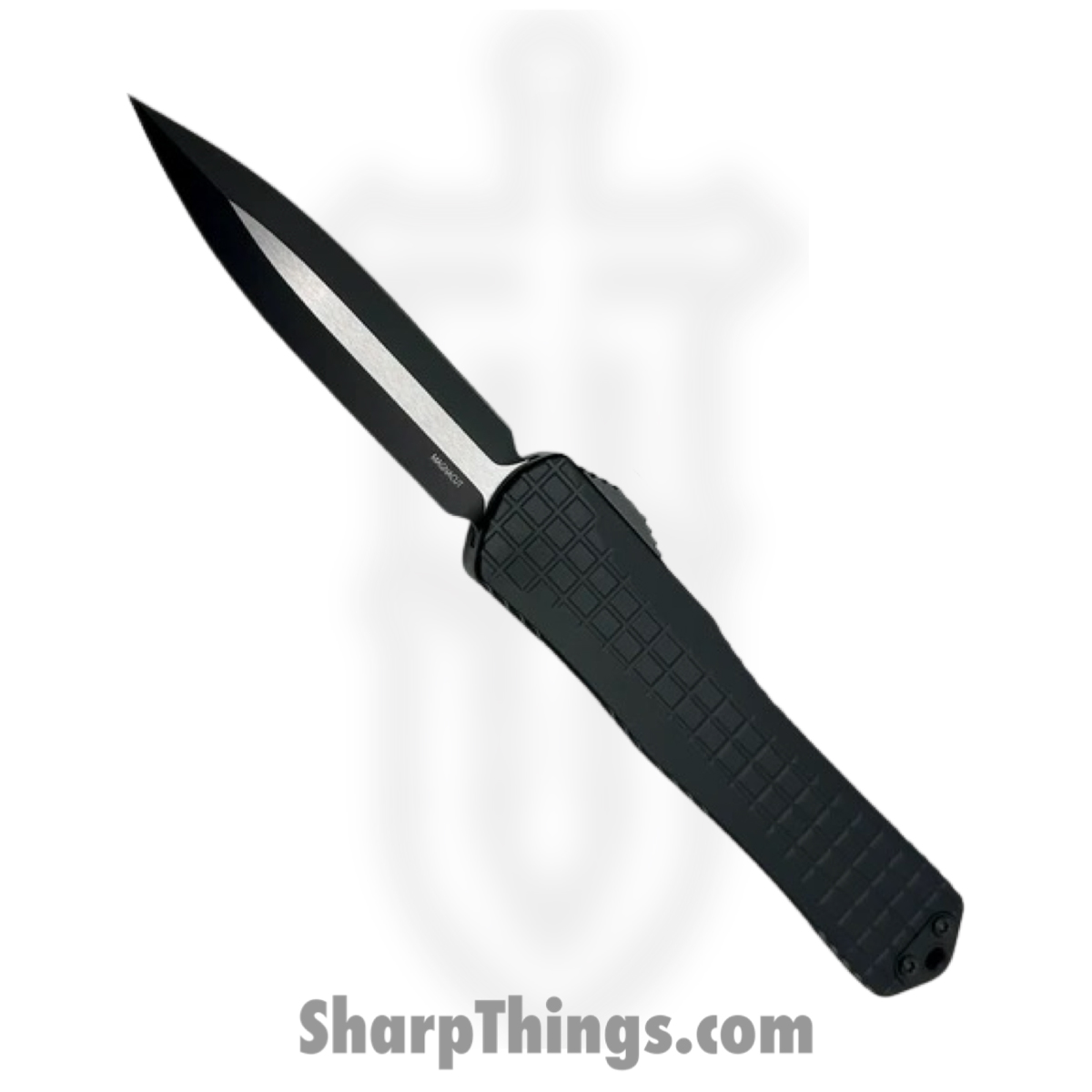 06271500-0006-4fd7-a1e5-5c5ef719b8f8_H032F-10A-T_1.jpg Heretic Knives - H032F-10A-T - Manticore X - OTF Auto - Magnacut Two Tone Black Dagger - Frag Aluminum - Black - Image 1