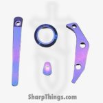 Aurora Knife and Tool - AK-TRUF-AC-SWPU - Truffels Accent Set - Backspacer Pivot Collar Pocket Clip and Clip Filler - Titanium - Stonewashed Purple
