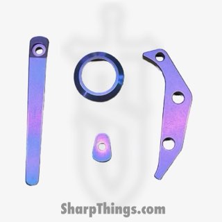 063b47fd-5e58-454b-9965-7b1ba0f8d1d9_AK-TRUF-AC-SWPU_1.jpg Aurora Knife and Tool - AK-TRUF-AC-SWPU - Truffels Accent Set - Backspacer Pivot Collar Pocket Clip and Clip Filler - Titanium - Stonewashed Purple - Image 1