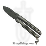 Terrain 365 - 10601 - Mini-Butterfly - Balisong - Terravantium™ Dendritic Cobalt Bead Blast Spear Point - 6AI4V Titanium - Gray