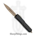 Microtech - 126-13CFIS - Daytona - OTF Auto - Elmax, M390, 204P Bronze Stonewash Dagger - 6061-T6 Aluminum/CF Inlay - Black
