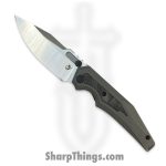 Arcane Design - ADPr20SatTi - Preytheon - Folding Knife - 20CV Satin Clip Point - Titanium with Glow Carbon Fiber - Stonewash