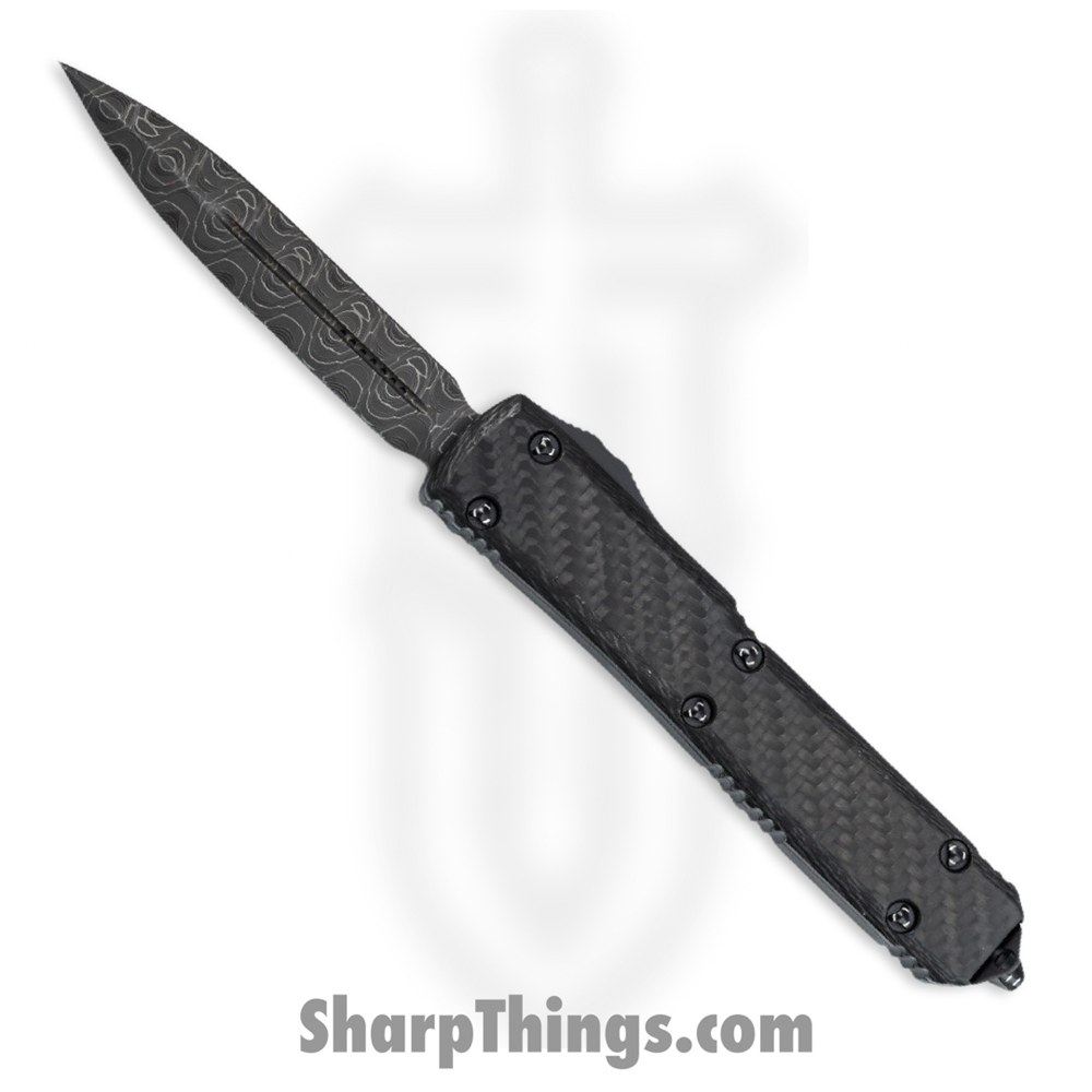 06d7f6f5-02a4-4bcf-8516-1133a28e12c7_122-16CFS_1.jpg Microtech - 122-16CFS - Ultratech Signature Series - OTF Auto - Damascus Damascus Dagger - Carbon Fiber - Black - Image 1