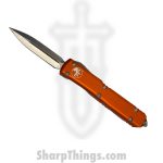 Microtech - 122-10OR - Ultratech - OTF Auto - Elmax, M390, 204P Stonewash Dagger - 6061-T6 Aluminum - Orange