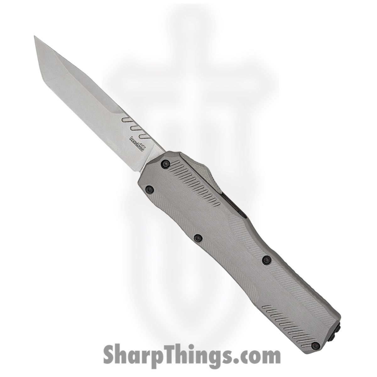 075713d7-307d-4759-83c1-3457cc4a2510_KS9000TGRYSW_1.jpg Kershaw - KS9000TGRYSW - Livewire - OTF Auto - CPM MagnaCut Stonewash Tanto - 6061-T6 Aluminum - Gray - Image 1