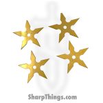 VOC - TS-9111-GD-4 - 4in 5 Point Ninja Shuriken Throwing Star - Fixed Blade Knife - Surgical Steel - Gold