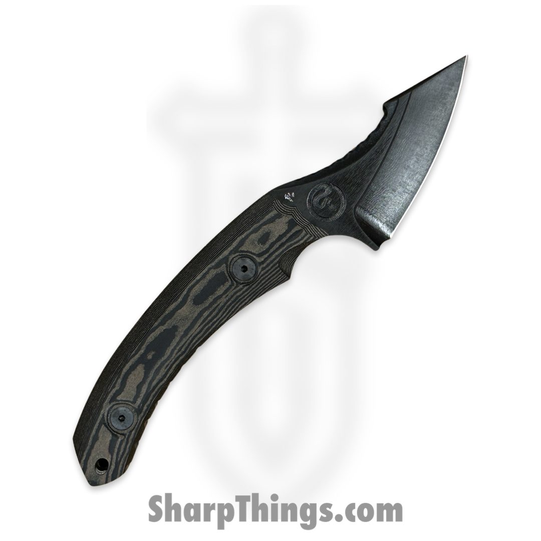 07ce91f3-61be-4673-bb9d-306c1c92bffe_DB-Dyer-FB-BLKR_1.jpg Dishonor Blades - DB-Dyer-FB-BLKR - Chimera Edc - Fixed Blade Knife - Uddeholm Rigor (A2) Flat Black Coated Mod. Wharncliffe - Richlite - Black - Image 1