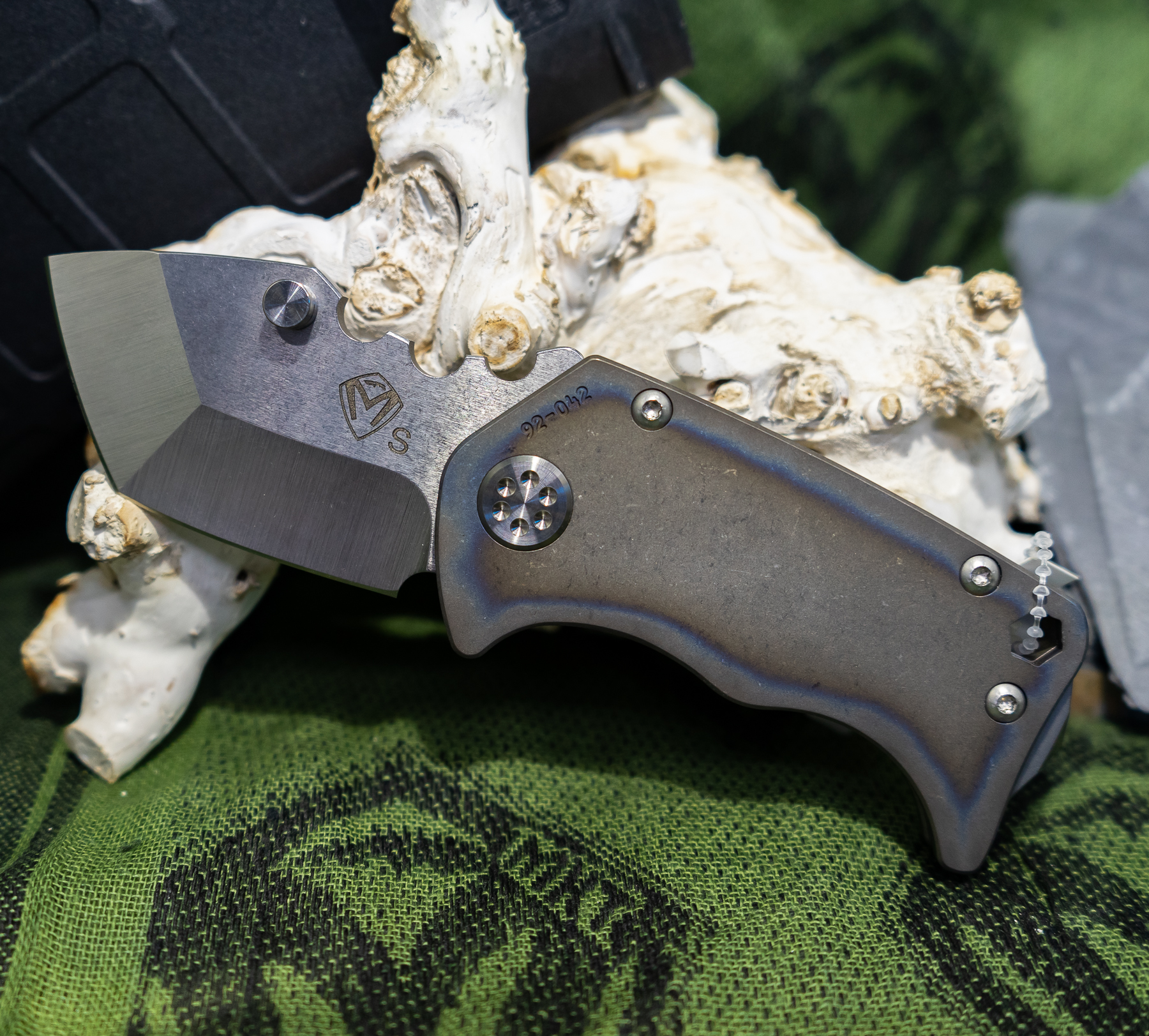 07e30197-4611-438b-92ea-a762dbf6d3ab_MK010STT-03TM-SSCS-BN_1.jpg Medford Knife - MK010STT-03TM-SSCS-BN - Panzer - Tumbled Tanto Folding Knife - S35VN Flamed Perimeter - Image 1