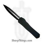 Heretic Knives - H032F-10C-T - Manticore X Full Serrated - OTF Auto - Magnacut Two Tone Black Dagger - Frag Aluminum - Black