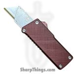 Chaves Knives - CHBOTFRDHT - C.H.U.B. OTF - OTF Auto - Hatch Mark Titanium Handle - OTF Utility Razor Blade - Red