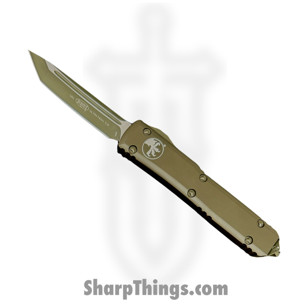 092a887d-6b29-44e4-a7b3-39634ffb0358_123-1COD_1.jpg Microtech - 123-1COD - Ultratech - OTF Auto - Elmax, M390, 204P Two Tone Tanto - 6061-T6 Aluminum - OD Green - Image 1
