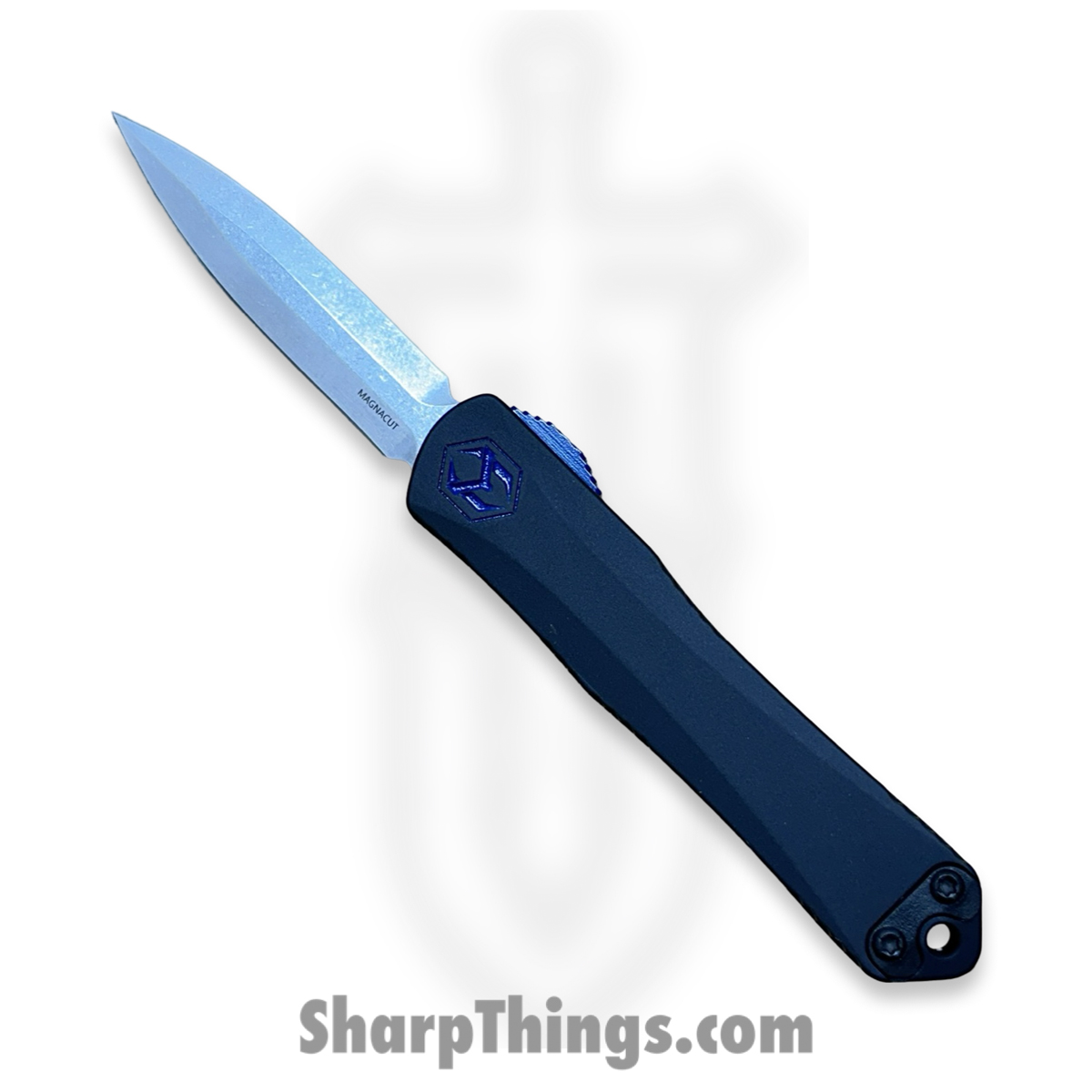 092c85c7-96f5-44b6-ad93-7223eb82e682_H024BS24BKBL_1.jpg Heretic Knives - H024BS24BKBL - Blade Show 2024 Manticore S - OTF Auto - Magnacut S/W D/E Dagger - Black Alu - Black Blue - Image 1