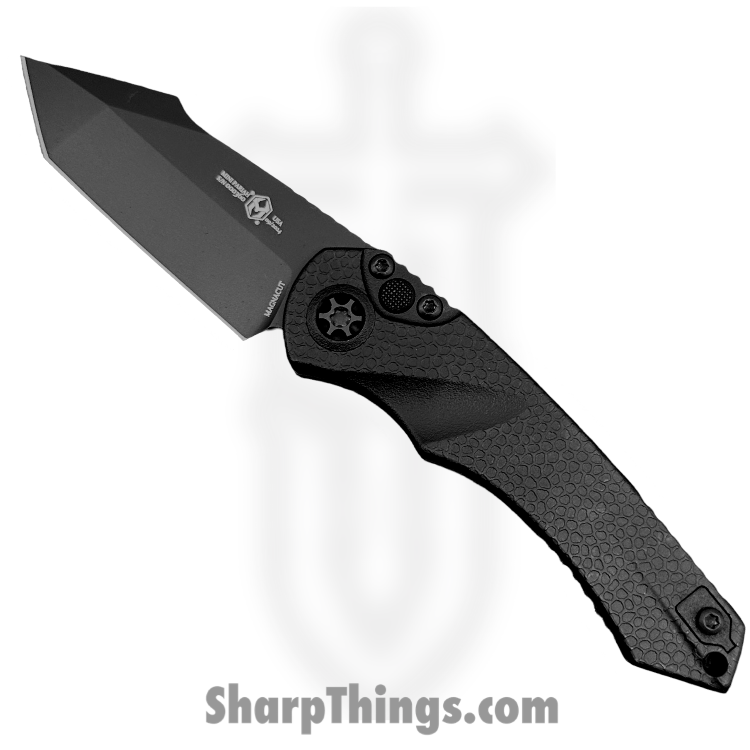 096b1450-65f1-4667-b433-7976d794d5f3_H055-4A-T_1-scaled-1.png Heretic Knives - H055-4A-T - Mini Pariah Auto - Automatic Knife - CPM MagnaCut Coated Tanto - Polymer - Black - Image 1