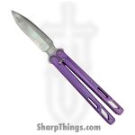 EOS - EOS072 - Serpent - Balisong - CTS-XHP Stonewash Drop Point - Titanium - Purple