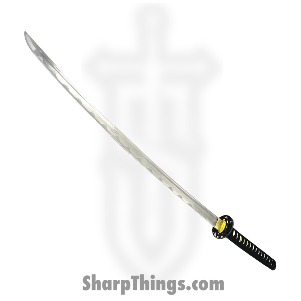 0ba35578-a264-43dd-a6fa-670ab61a662d_PS-H013_1.jpg PTC - PS-H013 - Battle Ready Katana - Fixed Blade Knife - Carbon Steel Polished Sword - Wrapped - Black Gold - Image 1