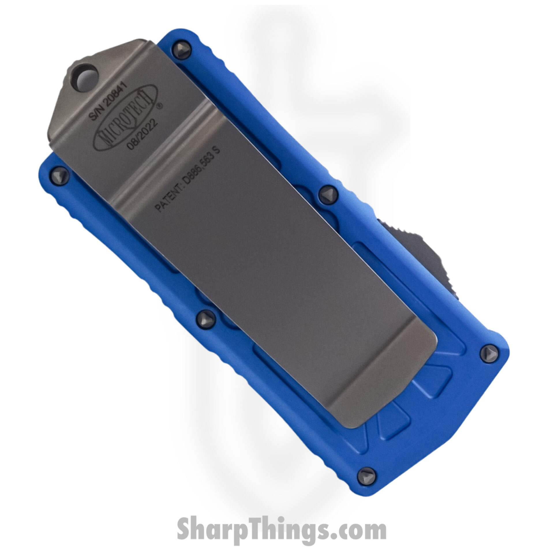 0bd04b4a-db62-4a8a-b39f-053250f5b6e7_157-12BL_1.jpg Microtech - 157-12BL - Exocet - OTF Auto - Elmax, M390, 204P Stonewash Dagger - 6061-T6 Aluminum - Blue - Image 1
