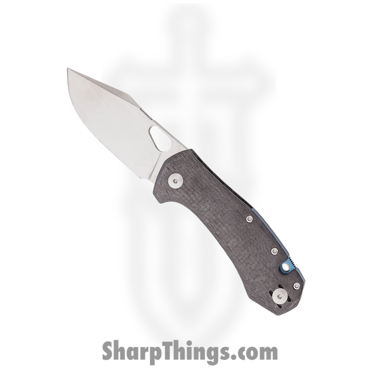 0c24b8c7-1800-4cf1-aa82-693c5f5157ec_ATELIER-CARBON-FIBER_1.jpg GiantMouse - ATELIER-CARBON-FIBER - ACE Atelier ("Mini Grand") - Folding Knife - Elmax Satin Clip Point - Carbon Fiber Blue Ano Ti Backspacer - Black - Image 1