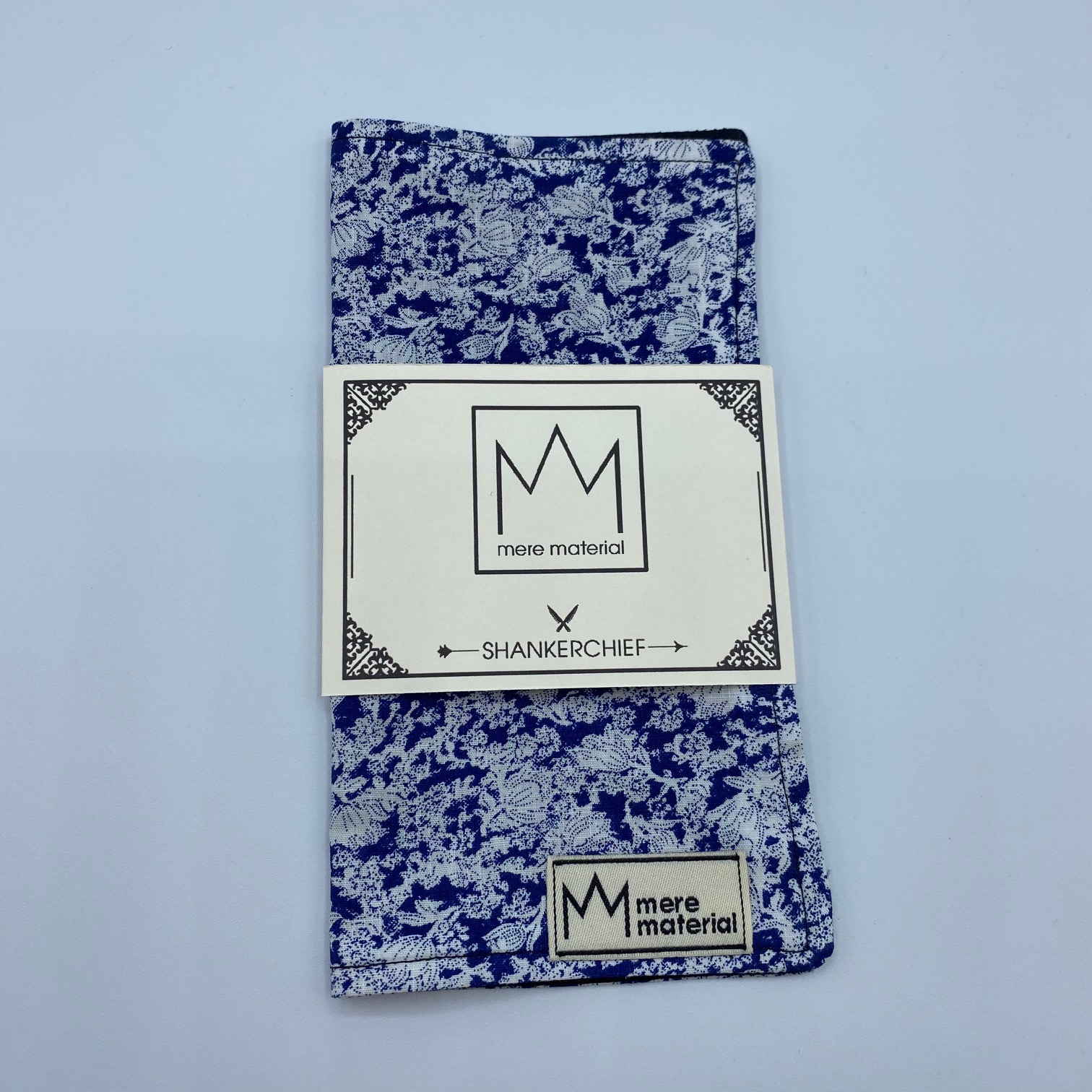 0cb280d9-573b-4395-b90a-92b1528a38dc_MM0013_1.jpg Mere Material Shankerchief - MM0013 - Handmade Handkerchief - Blue Floral - Image 1