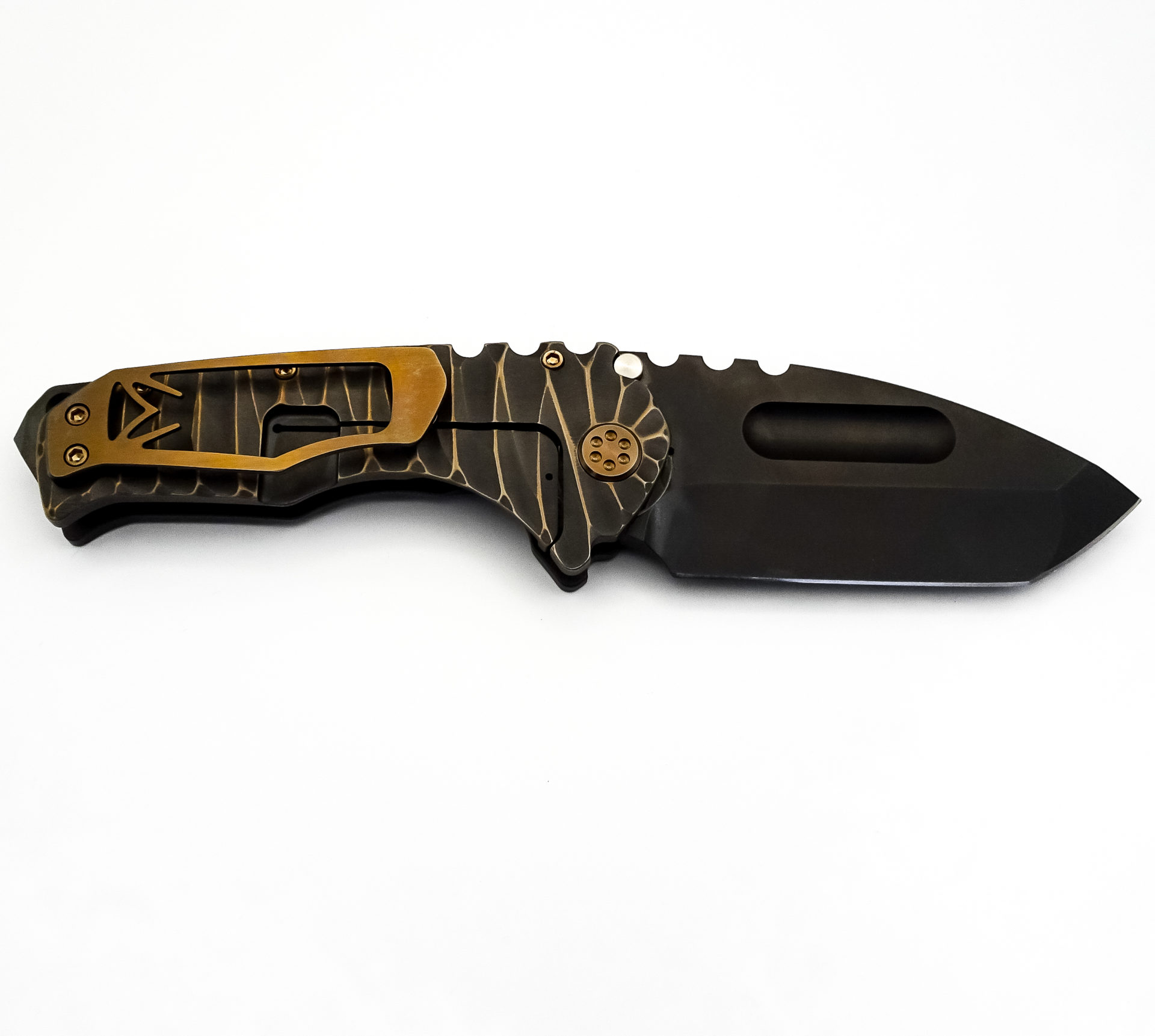 0cb674e7-ae26-4500-ad3b-28106db26333_Praetorian-Ti-Tanto-Blade_1.jpg Medford Knife- MK013SPT-30PV-T1C1-BP - Praetorian Ti Tanto Blade - S35VN Titanium - Bronze Twisted Predator - Image 1