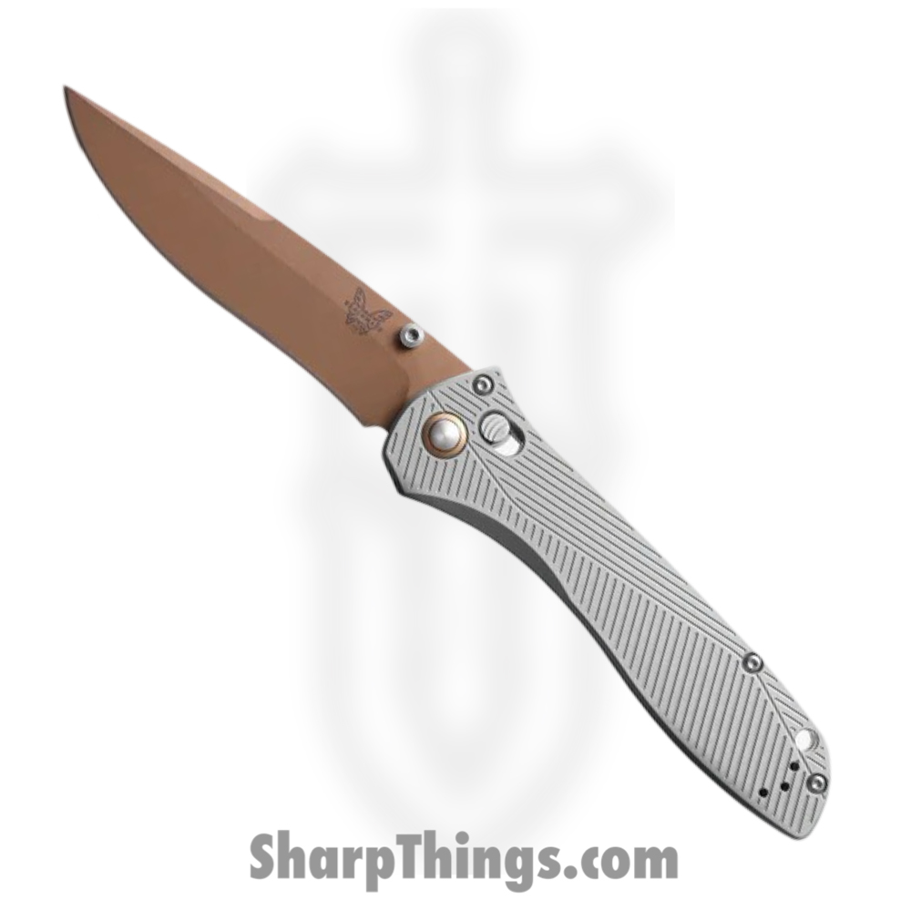 0ce86252-ae65-4106-859c-cf6e20d2e379_710FE-24_1.jpg Benchmade - 710FE-24 - McHenry & Williams Seven Ten - Folding Knife - FDE Coated S90V Recurve - Aluminum - Silver - Image 1