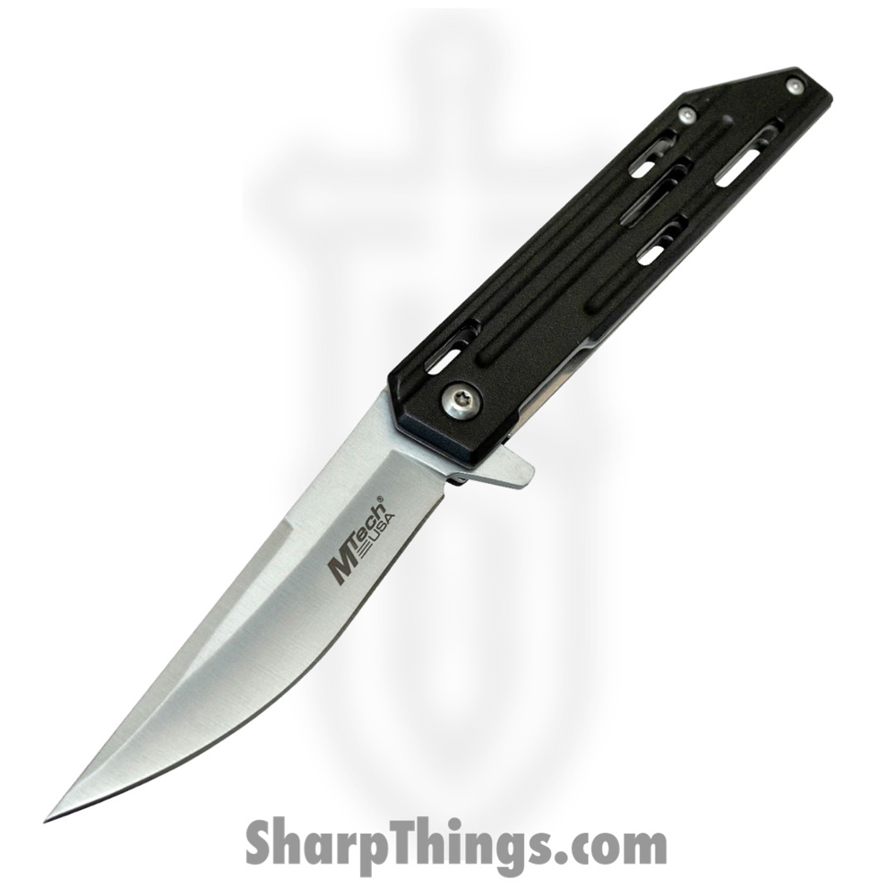0d795656-ef08-4d14-bacc-a3b8189c9a0e_MTA1200BK_1.jpg MTech Knives - MTA1200BK - Spring Assisted Linerlock - Folding Knife - 3Cr13 Satin Drop Point - Aluminum - Black - Image 1