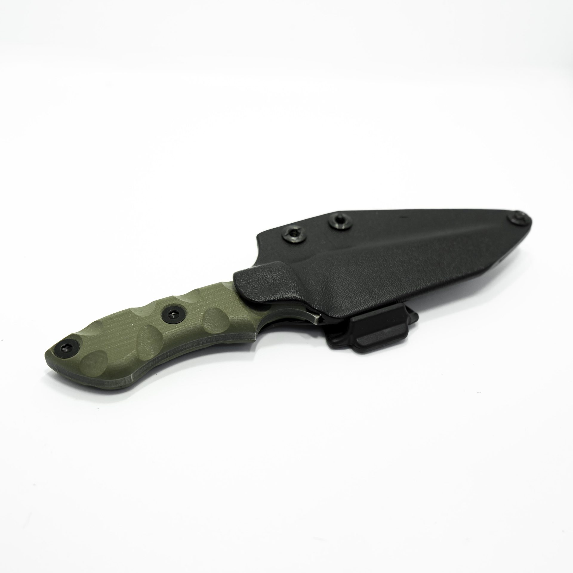 0e60bb56-7f61-4f0a-9612-545e6cae8bf1_StrikerODGG_1.jpg T.Kell Knives - StrikerODGG - Striker - Fixed Blade Knife - 1095 Nickle Boron Coated Clip Point - G10 - OD Green Standard Grenade Grip - Image 1