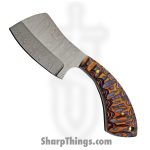 Damascus - DM1341 - Small Cleaver - Fixed Blade Knife - Damascus - Colorwood - Brown Purple