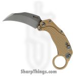 Reate Knives - REA117 - EXO-K - Folding Knife - Bohler N690 Stonewash Karambit - Cerakote Aluminum - Tan