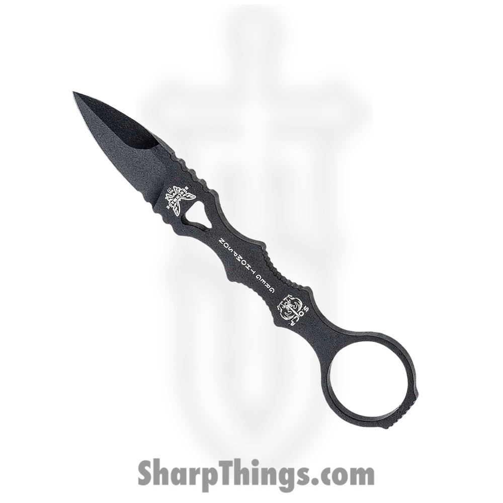 0f32a97c-f676-4638-8184-ad96b5a9abb2_177BK_1.jpg Benchmade - 177BK - Mini SOCP - Fixed Blade Knife - 440 SS Coated Dagger - Skeletonized - Black - Image 1