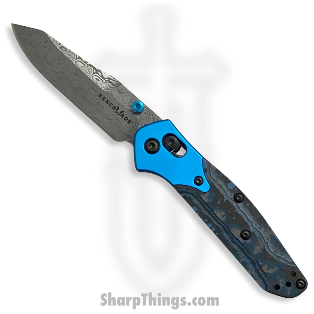 110aedd5-2cca-4d18-9535-400c713f41c3_945-221_1.jpg Benchmade - 945-221 - Gold Class Mini Osborne - Folding Knife - Damasteel Acid Etched Reverse Tanto - FatCarbon - Blue Black - Image 1