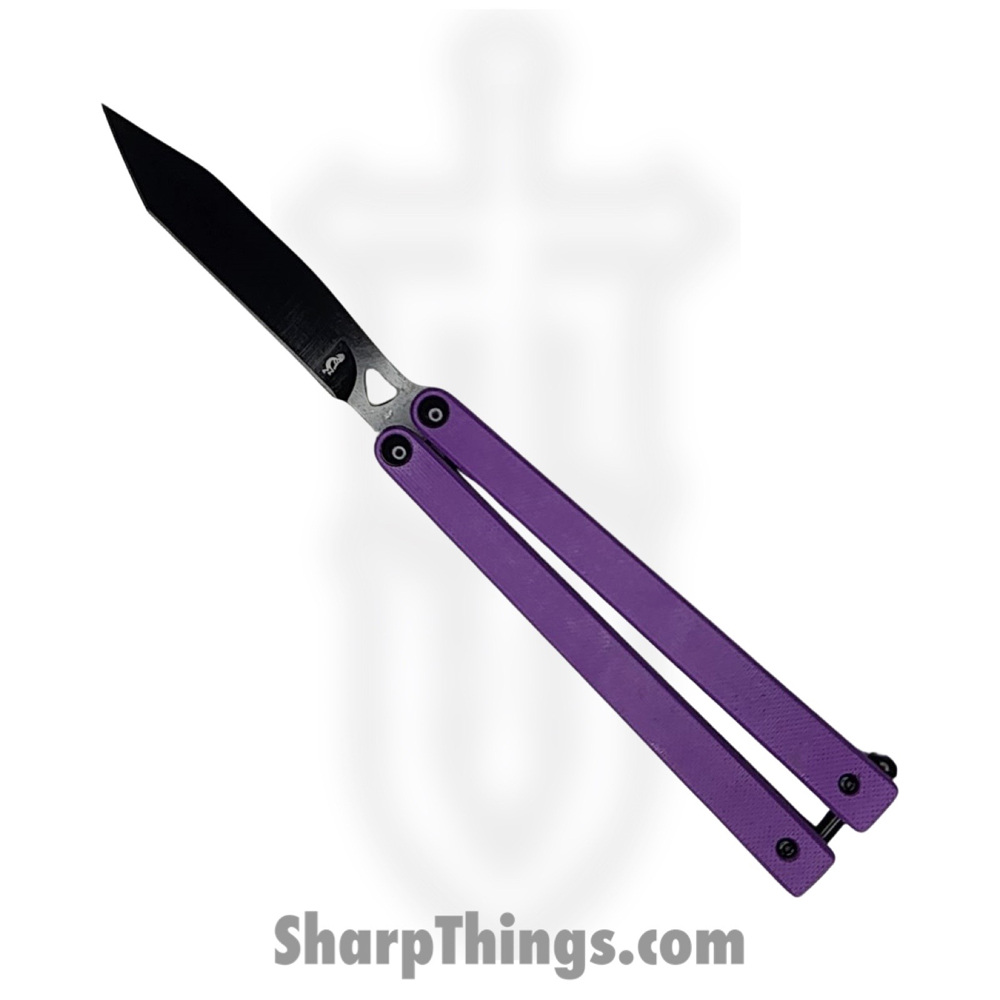 11df7982-f6a4-4947-819f-09a736623be5_BK137_1.jpg VOC - BK137 - Butterfly Knife - Balisong - 440 SS Coated Tanto - G10 - Purple - Image 1