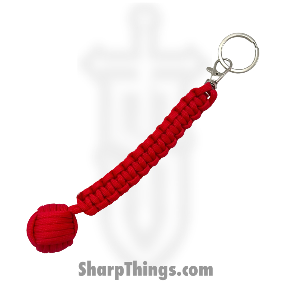 12292bbf-bbf5-4d47-96eb-a503b6159e1d_6551-RD_1.jpg PTC - 6551-RD - Large Monkey Fist Public Safety Keychain - Steel Paracord - Red - Image 1