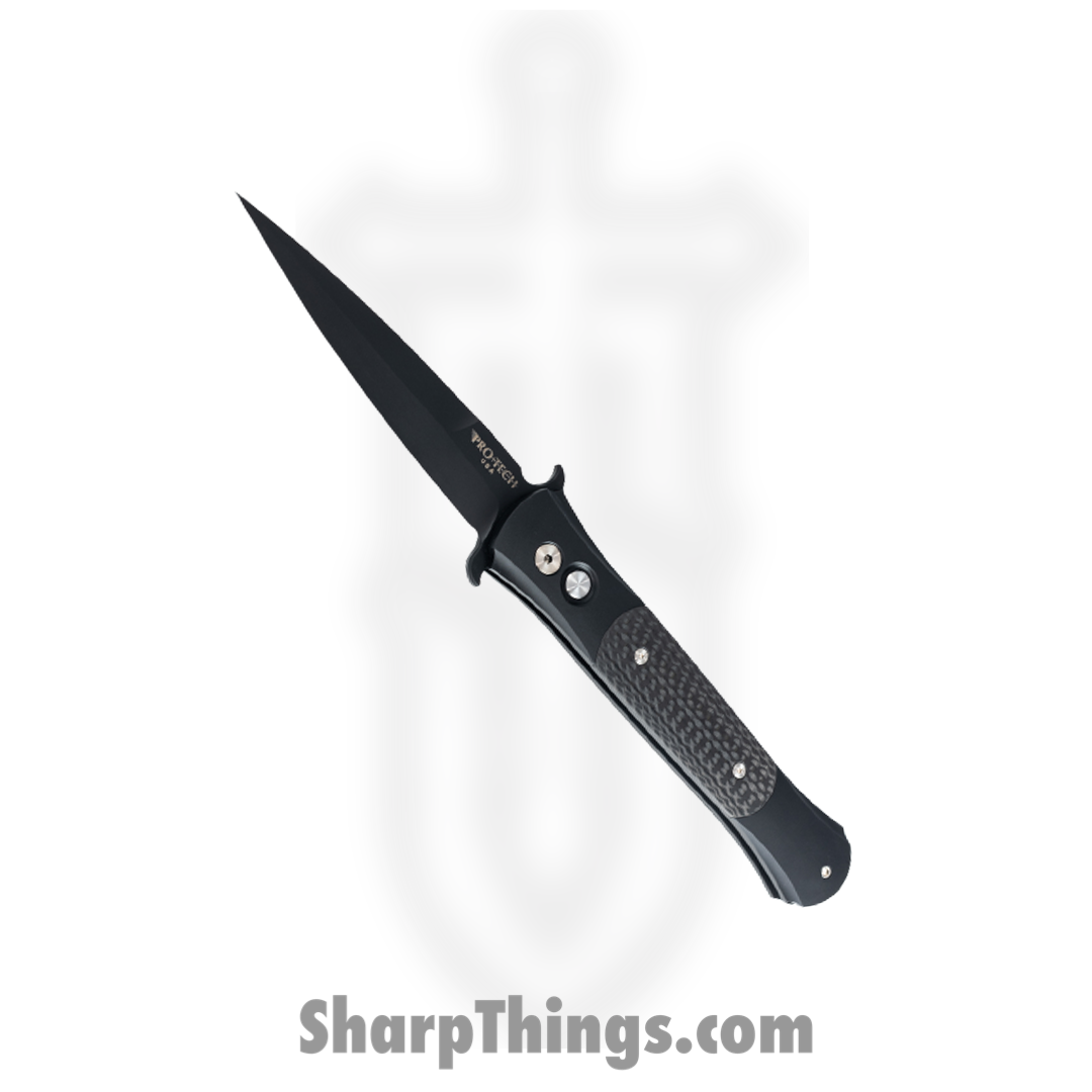 12c7677e-5891-4315-8255-bcbf52854d51_1905_1.png ProTech - 1905 - Large Don - Automatic Knife - 154CM Coated Spear Point - Aluminum/CF Inlay - Black - Image 1