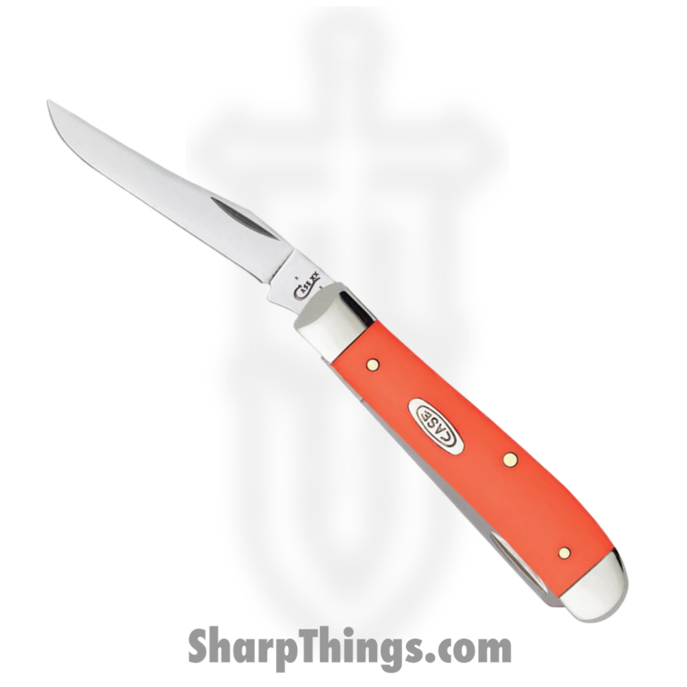 13412212-6d32-47f1-9f92-2387af89ed8b_CA80505_1.jpg Case Cutlery - CA80505 - Mini Trapper - Folding Knife - Tru-Sharp Stainless Polished Clip Spey - Smooth Synthetic - Orange - Image 1