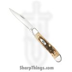 Case Cutlery - CA045 - Peanut - Folding Knife - Tru-Sharp Surgical Stainless Steel Mirror Polished Multi - Jigged Amber Bone - Brown