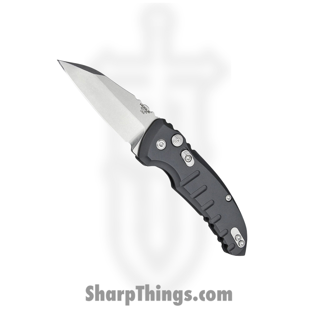 148b5404-43e6-40cc-8c33-a088d031f090_HO24100_1.jpg Hogue Knives - HO24100 - A01 Microswitch - Automatic Knife - CPM-154 Tumbled Wharncliffe - 6061-T6 Aluminum - Matte Black - Image 1