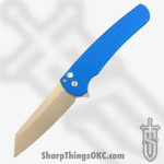 ProTech - 5205-BLUE BS - Malibu Blade Show - Automatic Knife - CPM-20CV Stonewash Reverse Tanto - Aluminum - Blue