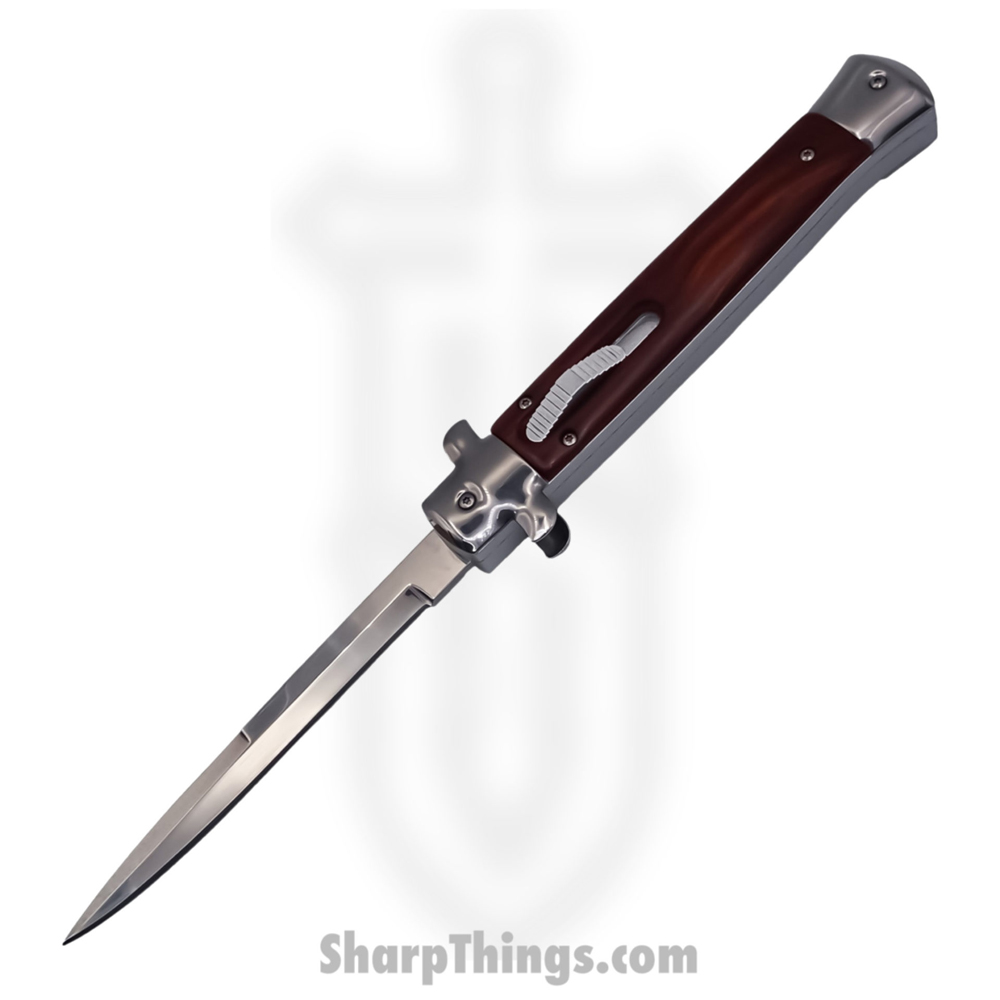 1553b83b-1b27-4d66-b97b-b19289ba0ee3_SBOTF11ITRW_1.jpg Steel River Knives - SBOTF11ITRW - Magnum – 11” Italian Stiletto OTF Automatic Knife – 440 Bayonet - Rosewood - Image 1