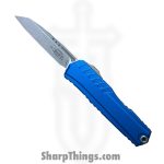 Microtech - 1241-10BL - Cypher II - OTF Auto - M390MK Stonewash Wharncliffe - 6061-T6 Aluminum - Blue