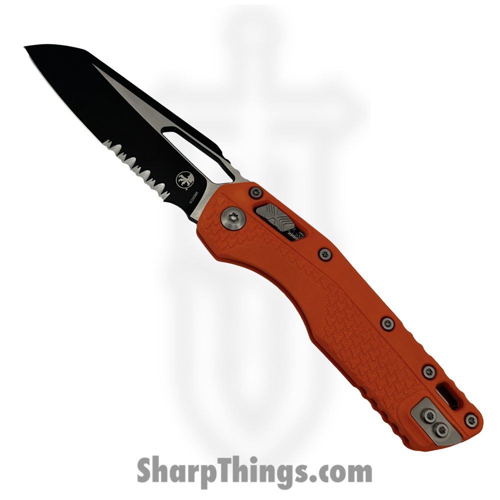 1651b370-2925-44dc-a2ad-f34dd399d042_210T-2PMOR_1.jpg Microtech - 210T-2PMOR - MSI Ram-Lok - Folding Knife - M390MK P/S Black Modified Sheepsfoot - Injection Molded Polymer - Orange - Image 1