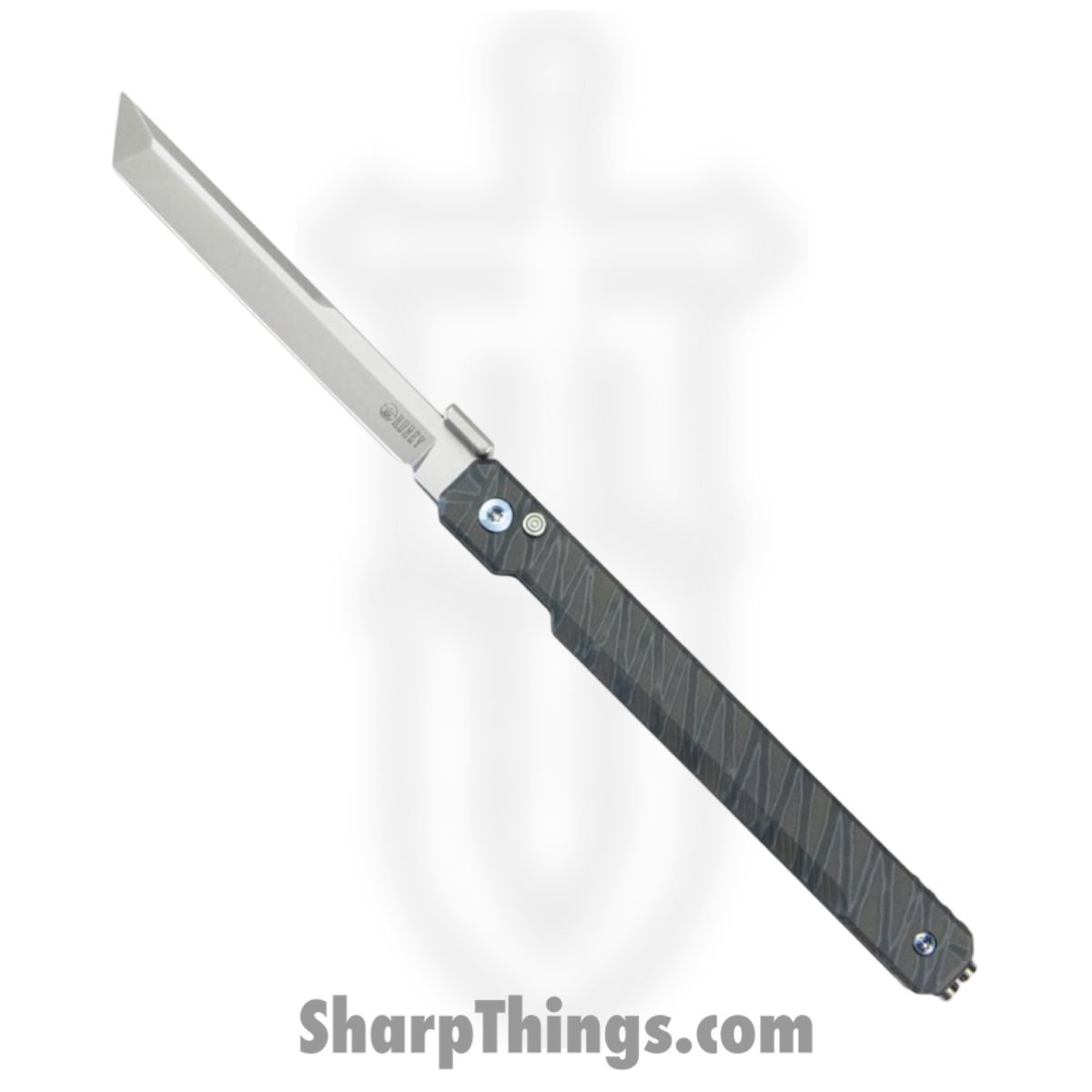166a5f07-e731-47f3-8738-2e64ad0ce381_KUB243C_1.jpg Kubey - KUB243C - Prism - Folding Knife - 14C28N Blasted Tanto - Titanium - Blue/Gray - Image 1