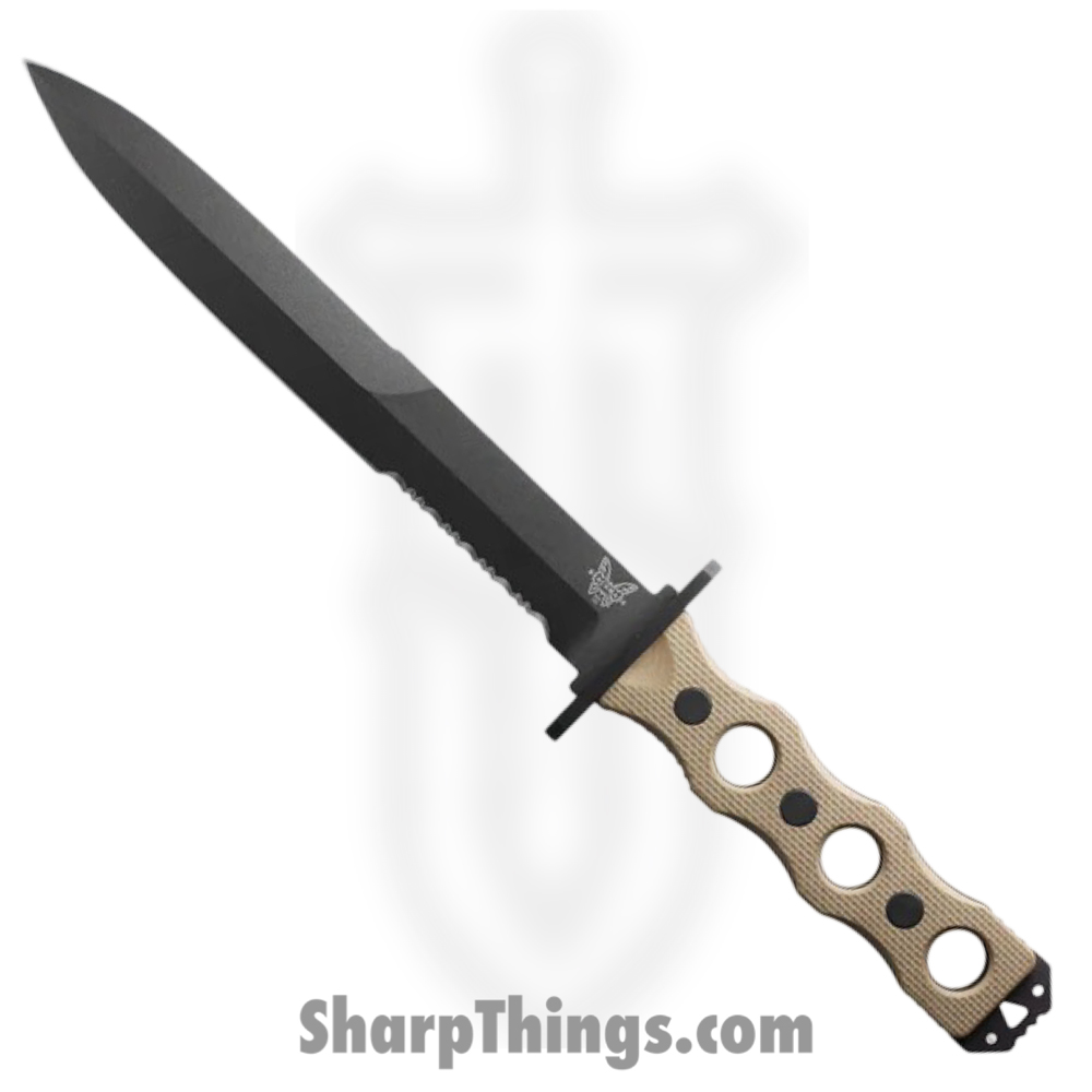 16a13675-5486-4983-b837-b484d17ef49f_185SBK-1_1.jpg Benchmade - 185SBK-1 - SOCP Fixed Blade - Fixed Blade Knife - CPM 3V Coated D/E P/S - G10 - Tan - Image 1