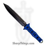 Heretic Knives - H003-8C-BLUBLK - Nephilim Fixed Blade D/E Dagger - Serrated - Elmax - G10 - Blue Black